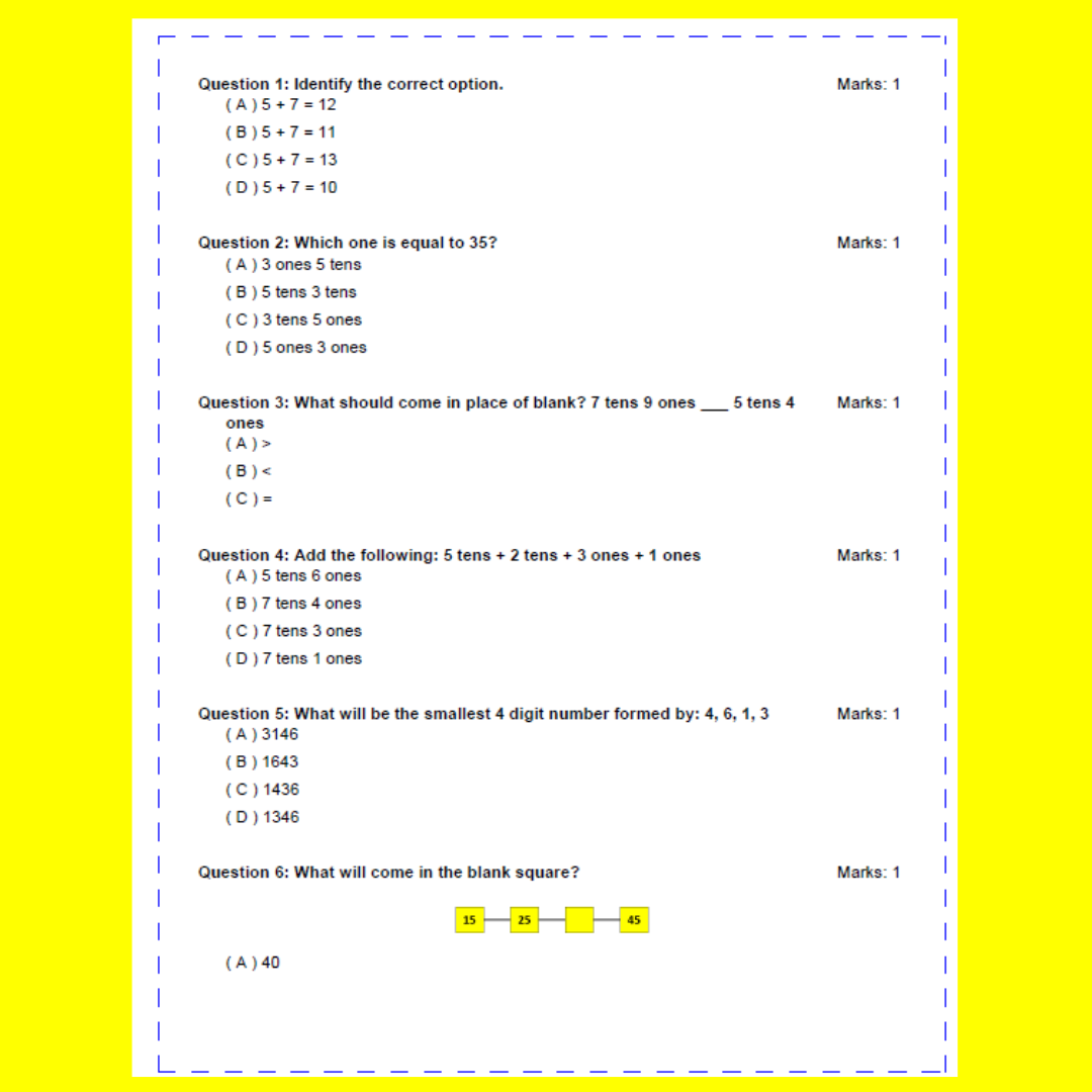 Maths Olympiad Sample Paper Set- Class 1 ( E-copy)