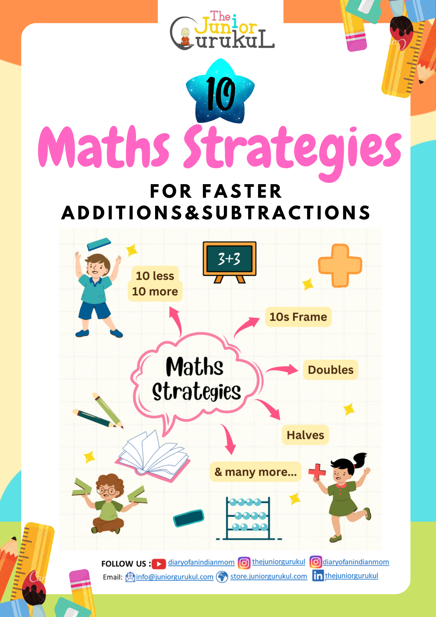 10 Math Strategies for faster Additions and Subtractions (E-copy)