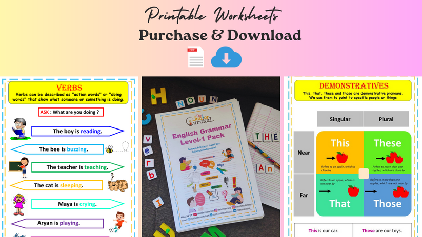 English Grammar Level-1 Worksheets (E-copy) – JuniorGurukul